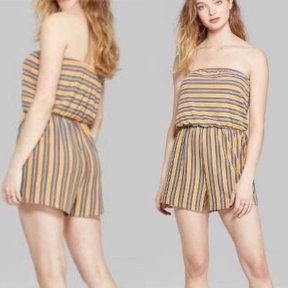 Wild Fable Striped Strapless Knit Romper Size M - Picture 1 of 9